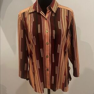 Striped Multicolor retro women’s button front  Shirt